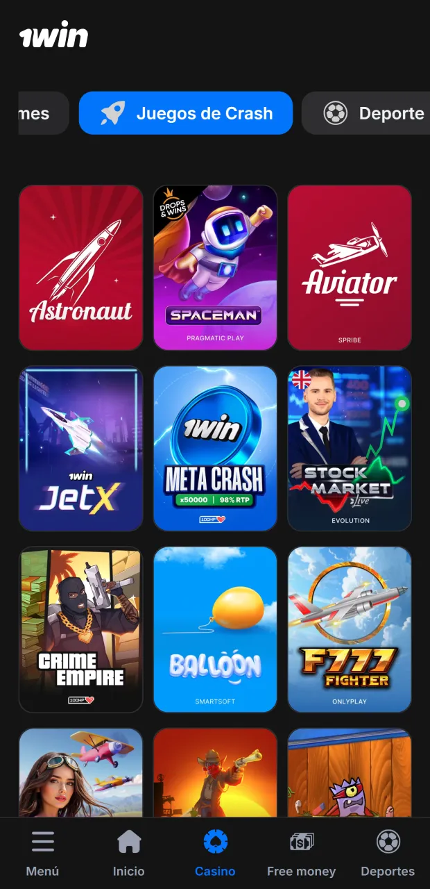 Encuentra Balloon fácilmente en la plataforma de 1win Chile.