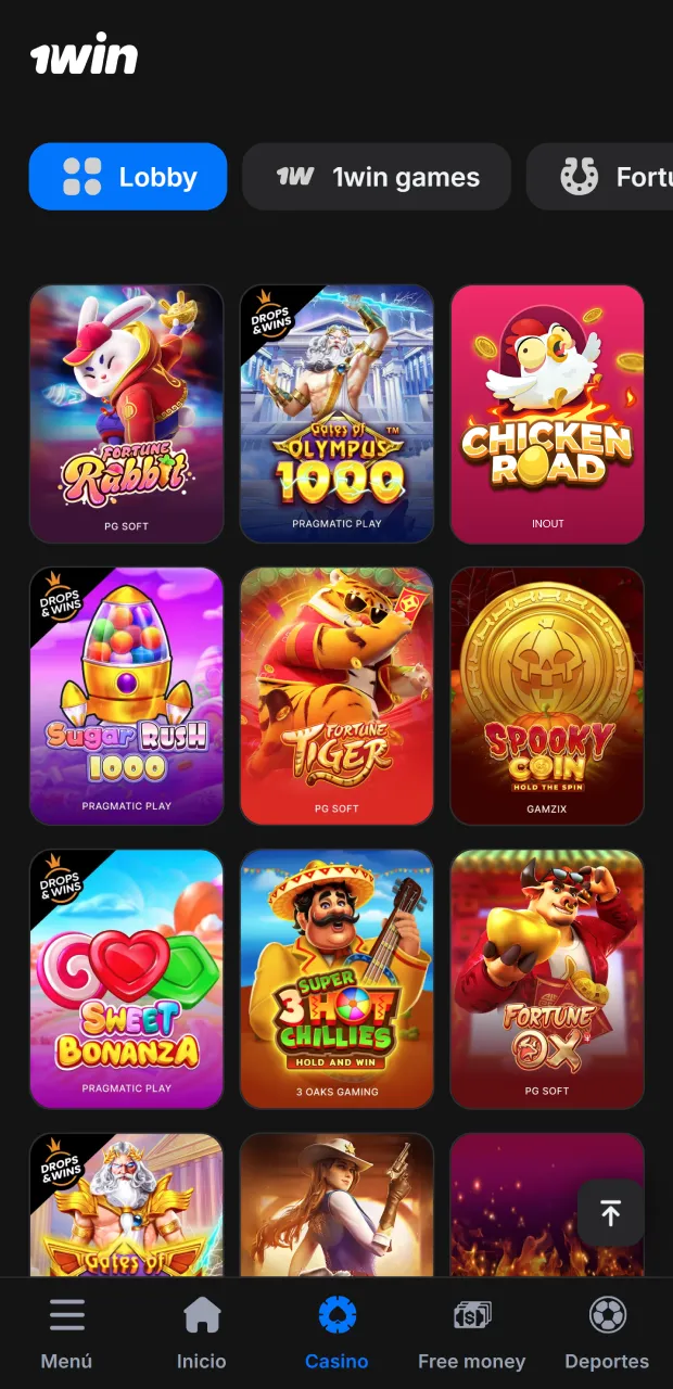 Encuentra fácilmente Chicken Cross dentro del casino de 1win.