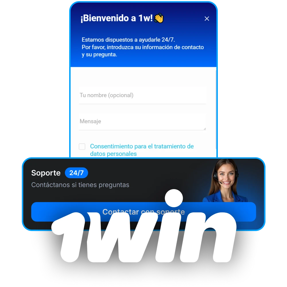 Contacta con el servicio de soporte de 1Win.